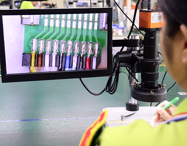 Inspección de uniones soldadas de cables DisplayPort